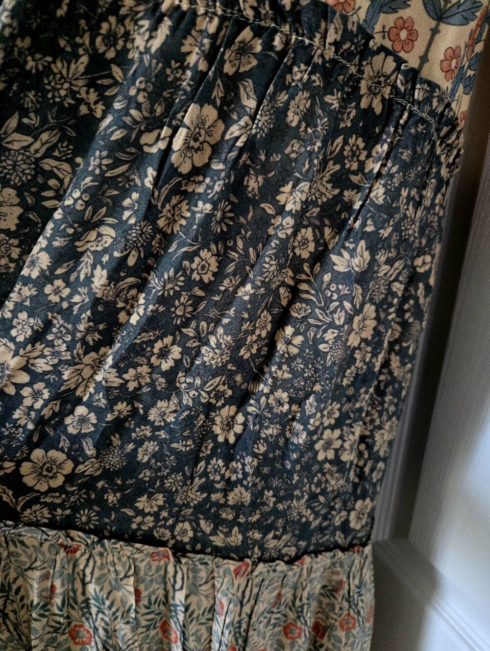 Bohemian Floral Tiered Maxi Dress - Beige & Blue..Natural LIFE..NWT - Picture 7 of 13